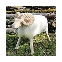 paul mouton en bois blanc - modèle 41 - repose-pieds en bois massif et peau de mouton