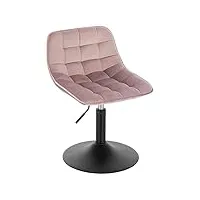 woltu 1 x réglable tabouret chaise travail chaise de salle à manger tabouret de maquillage chaise pivotante velours pour bureau domicile magasin, hauteur réglable de 38-49.5cm, rose