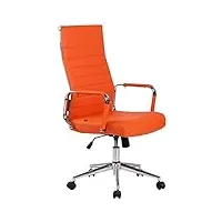 clp chaise de bureau ergonomique kolumbus en similicuir i fauteuil de bureau réglable en hauteur pivotant piètement mécanisme a bascule intégré, couleur:orange
