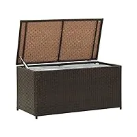 huangdansp boîte de rangement de jardin résine tressée 100x50x50 cm marron meubles mobilier de jardin coffres de jardin