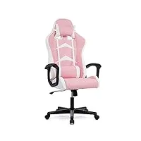 intimate wm heart chaise gaming ergonomique, fauteuil de bureau pivotant, dossier haut, siege gamer assise rembourrée, avec appui-tête et soutien lombaire ajustables, 58 x 54 x 130cm (rose)