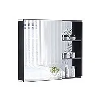 espace aluminium miroir armoire murale toilette salle de bain avec Étagère miroir mural maquillage armoire miroir boîte noir (color : black, size : 68 * 80cm)