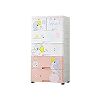 wuqiao armoire de rangement pour bébé de dessin animé pour enfants, type en plastique avec 6 tiroirs et rouleau silencieux, grande capacité hiérarchique