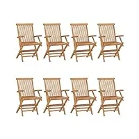 vidaxl 8x bois de teck massif chaises de jardin fauteuils de patio chaises de terrasse sièges de salle à manger d'extérieur fauteuils de jardin