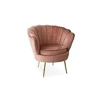 tuoni fauteuil frida vintage en velours rose avec pieds en or brillant - pour salon et salon