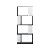 homcom bibliothèque étagère meuble de rangement design contemporain en s 4 étagères 60l x 24l x 148h cm noir blanc