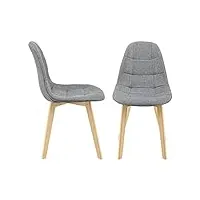 lot de 2 chaises de salle à manger design sièges rembourrés polyester pieds en bois de hêtre 86 x 53 x 47 cm gris clair