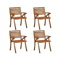 vidaxl 4x bois d'acacia solide chaises de jardin fauteuils de patio fauteuils de salle à manger de terrasse chaises d'extérieur chaises de patio