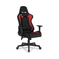 sense7 jeu tissu bureau spellcaster gamer chaise ergonomique accoudoir cadre en acier monobloc angle d'inclinaison réglable noir-rouge, nylon, 43-52 x 69,5 x 57