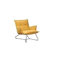 stella trading vico accoudoirs, moutarde tv confortable pour le salon, fauteuil de relaxation avec structure en métal noir, polyester nylon, 82 x 76 x 86 cm