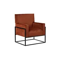 tousmesmeubles fauteuil terracotta velours/métal - jyamiti - l 74 x l 67 x h 87.50 cm - neuf