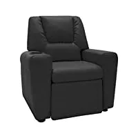 vidaxl fauteuil inclinable enfants tv similicuir fauteuil de relaxation meuble de salon salle de séjour intérieur appui-tête et repose-pied réglables noir