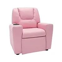 vidaxl fauteuil inclinable pour enfants tv similicuir fauteuil de relaxation meuble de salon salle de séjour intérieur appui-tête et repose-pied réglables rose