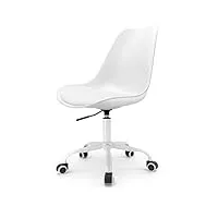 waytex lakar chaise de bureau scandinave à roulettes hauteur réglable blanc…