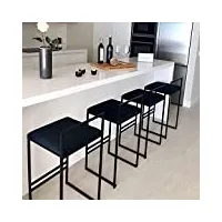 tabouret de bar dossier et repose-pieds en fer tabouret de comptoir moderne hauteur de chaise pour café café maison salle à manger cuisine, lot de 4, noir