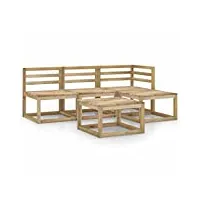 vidaxl bois de pin imprégné de vert salon de jardin 5 pcs mobilier de patio meubles de terrasse meubles d'extérieur mobilier de jardin