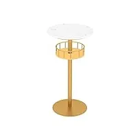 hqbl table haute ronde avec cadre et base en or pour pub à domicile, tables hautes en marbre 55 cm, pour jardin/piscine/billard/café/dessert, pour 2, hauteur 75/95/105/110/120 cm, blanc