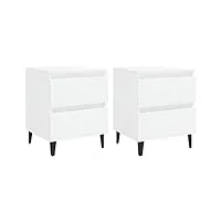 vidaxl 2x tables de chevet tables de nuit armoires de chevet armoires de lit chambre à coucher intérieur blanc 40x35x50 cm aggloméré