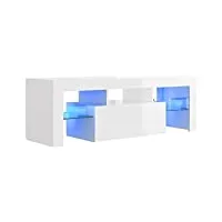 tidyard meuble tv avec led meuble tv de salon blanc brillant 120x35x40 cm