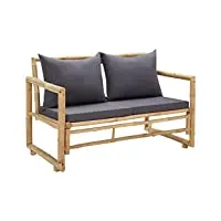 vidaxl banc de jardin avec coussins meuble d'extérieur banc de patio meuble de jardin banc de terrasse banc d'arrière-cour 115 cm bambou