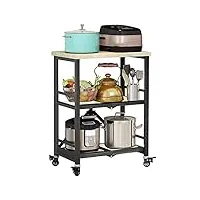 desserte de cuisine - chariot de cuisine à trois étages - comptoir en bois - capacité de charge jusqu'à 100 kg - 2 couleurs (taille : m b)