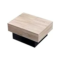 happy garden table basse noire greta avec plateaux amovibles en bois. table de salon cubique en bois avec coffres de rangement.