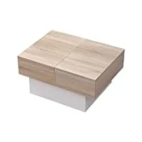 happy garden table basse blanche greta avec plateaux amovibles en bois. table de salon cubique en bois avec coffres de rangement.
