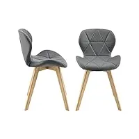 lot de 2 chaises de salle à manger design siège cuisine similicuir pieds solides en hêtre 81 x 57 x 49 cm gris