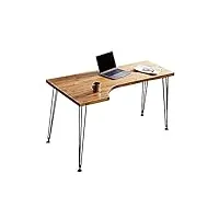 bureau informatique, table d’étude bureau en bois minimaliste moderne en forme de l pc table d'étude de la table d'angle d'accueil pour ordinateur portable, support métallique stable, facile à install