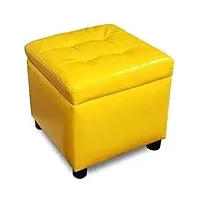 sywlwxkq tabouret de pied cube pouf de rangement ottoman en similicuir banc, coffre à jouets avec charnière supérieure, coffre de pouf (couleur: jaune, taille: 35x35x35cm (14x14x14inch))