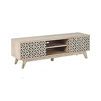 meuble tv buffet design effet bois clair avec 2 compartiments à portes spacieux meuble tendance pour intérieur rétro beliani