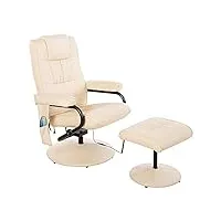 homcom fauteuil de massage et relaxation électrique pivotant inclinable avec repose-pied revêtement synthétique beige