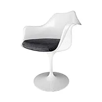 fusion living fauteuil pivotant blanc brillant et noir luxueux