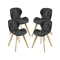 lot de 4 chaises de salle à manger design siège cuisine similicuir pieds solides en hêtre 81 x 57 x 49 cm noir