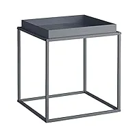 tectake table d'appoint carrée bout de canapé style industriel table basse empilable cadre en acier – diverses couleurs (gris foncé)