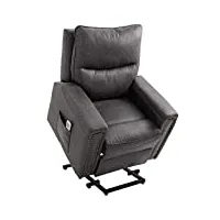 homcom fauteuil releveur de massage electrique fauteuil de relaxation inclinable avec repose-pied télécommande revêtement synthétique tissu 86 x 92,5 x 104 gris