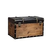 ss&ll vintage bois coffre de stockage ottoman,cuir pu rembourrés pouf coffre de rangement banc siège,ferme décoratifs coffre de stockage banc de rangement-petit 40x23x25cm(16x9x10inch), (1ruwl-003)