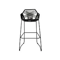 chaise de bar tabourets de bar en osier de rotin Élégant et classique avec repose-pieds et dossier, tabouret de bar haut de design moderne avec base en métal noir, pour cuisine pub café comptoir de