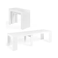 idmarket - table console extensible orlando 14 personnes 300 cm bois blanc