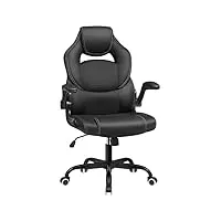 songmics chaise gaming,chaise de bureau,chaise de racing, chaise d'ordinateurs,chaise ergonomique avec appui et appui pour bureau à la maison,chambre à coucher, noir obg059b01 62 x 72 x (111,5-121) cm