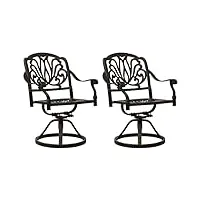 vidaxl 2x chaises pivotantes de jardin fauteuils de patio chaises de salle à manger fauteuils de terrasse extérieur aluminium coulé bronze