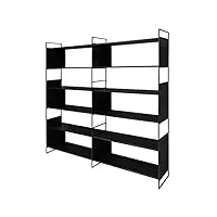 meubletmoi bibliothèque 6 étagères l. 180 cm en métal et décor bois noir - design contemporain - concept