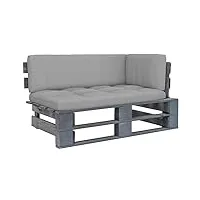 vidaxl canapé d'angle palette de jardin canapé d'angle de patio meuble de terrasse canapé d'extérieur salon bois de pin imprégné de gris