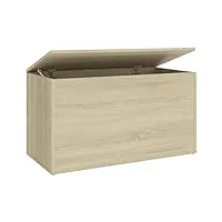 vidaxl coffre de rangement boîte de rangement armoire conteneur meuble de rangement organisateur maison chêne sonoma 84x42x46 cm bois d'ingénierie