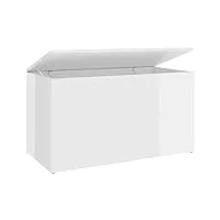 vidaxl coffre de rangement boîte de rangement armoire conteneur meuble de rangement organisateur maison blanc brillant 84x42x46 cm bois d'ingénierie