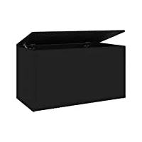 vidaxl coffre de rangement boîte de rangement armoire conteneur meuble de rangement organisateur maison noir 84x42x46 cm bois d'ingénierie
