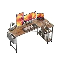 cubicubi bureau d'ordinateur avec etagères - 140 * 70 * 75 cm petit bureau d'angle en forme l table rangement, bureau informatique réversible bibliothèque, marron