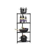 lyly Étagère de cuisine à 4 niveaux réglable en hauteur pour four à micro-ondes, étagère de rangement (noir vintage)