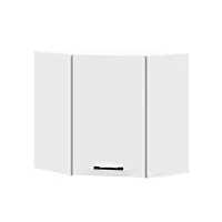 adgo oliwia armoire de cuisine murale avec portes, meuble d’angle, armoire suspendue, meuble haut de cuisine, armoire avec poignées noires, blanc (w60/60n)