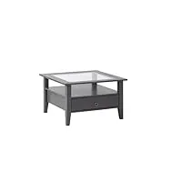 inter link table basse, pin verre, gris, 75 x 75 x 45 cm